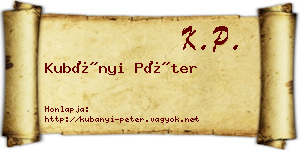 Kubányi Péter névjegykártya