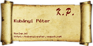 Kubányi Péter névjegykártya
